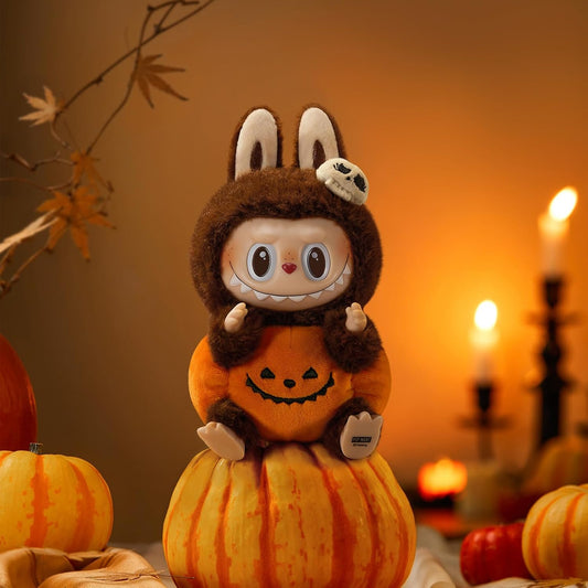 Pop Mart Labubu The Monsters Happy Halloween Party Series-Sitting Pumpkin Vinyl Plush Pendant (Original)